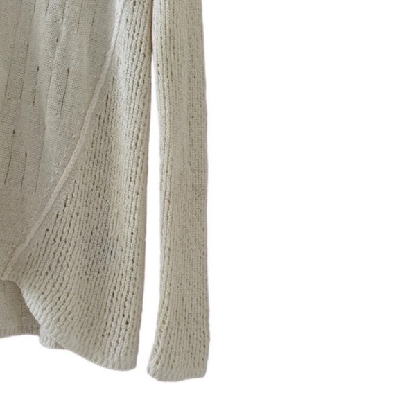 J. McLaughlin Cream V-Neck Open Stitch Long Sleeve Knit Sweater Size Small - Picture 5 of 9